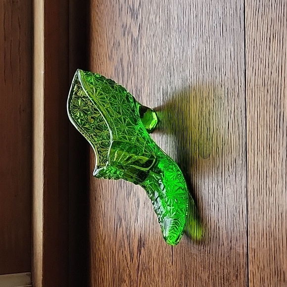 Art Vintage Green Glass Shoe Poshmark